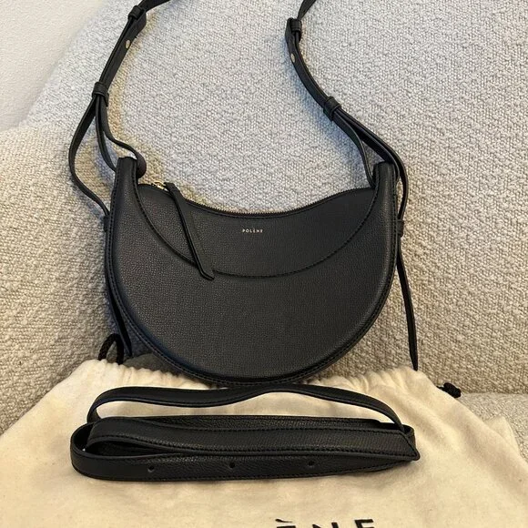 Polene Numero Dix (Number Ten Bag - Monochrome Black Textured leather) - Picture 14 of 15